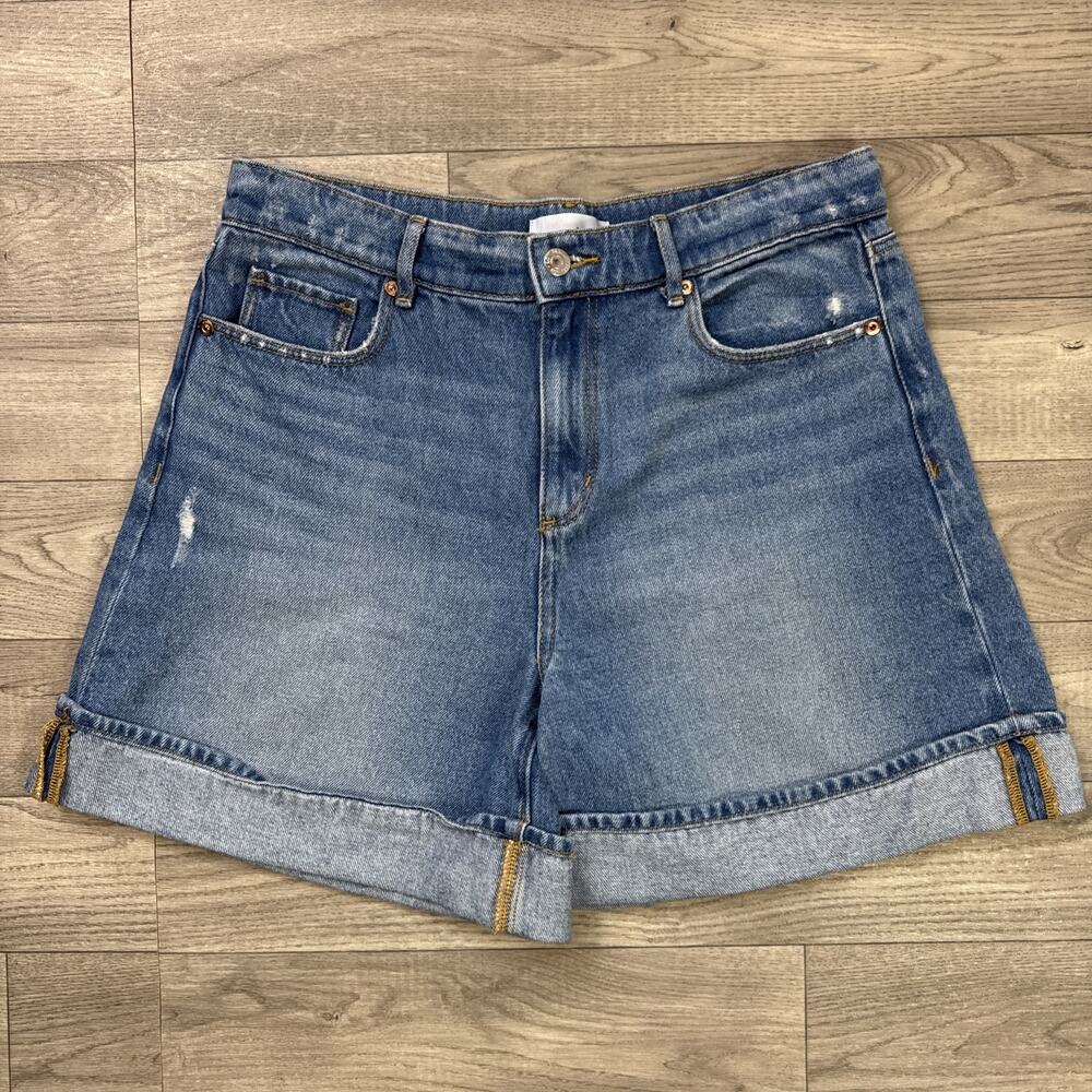 LOFT Cuffed Denim Jean Shorts High Rise Medium Wash sz 28/6